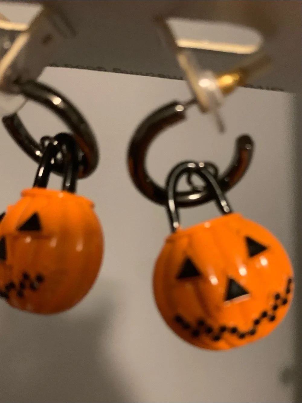 🆕- Orange Pumpkin Jack-O'-Lantern Hoop Earrings for Women